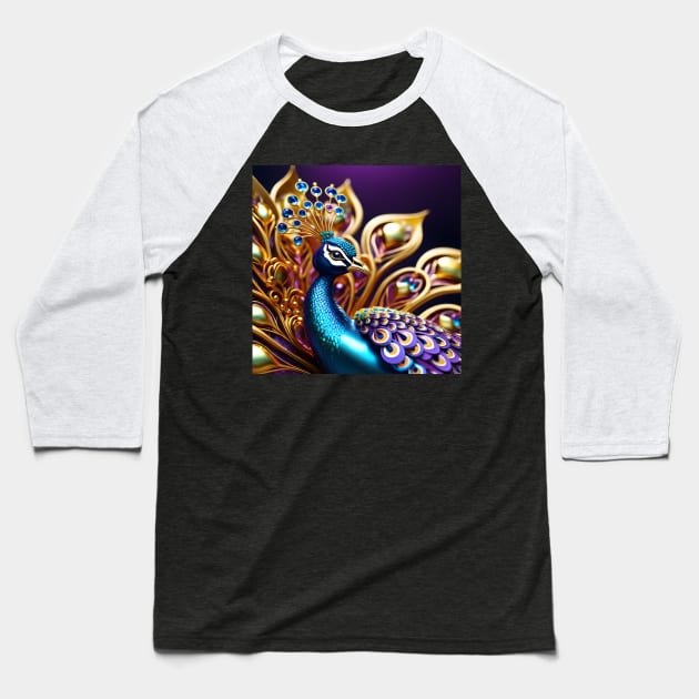 Bejewelled Peacock Baseball T-Shirt by PurplePeacock